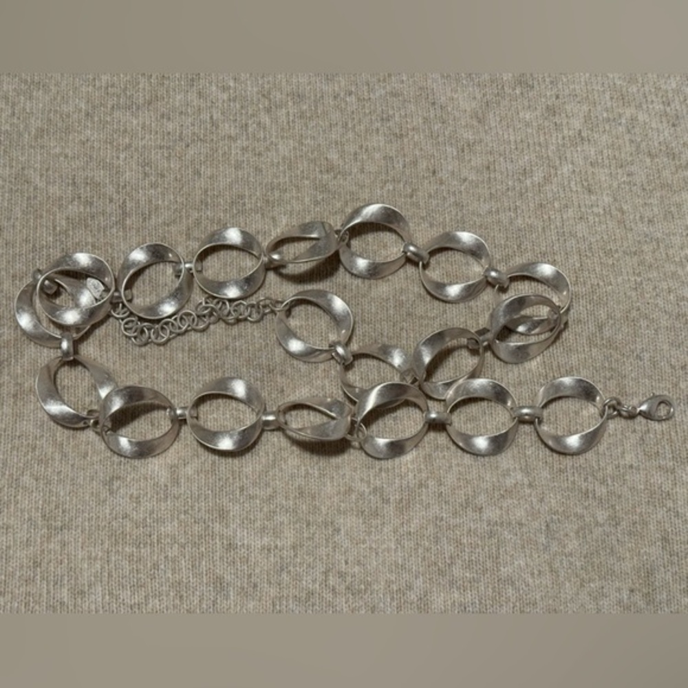 Mango Silver-Tone Linked Circle Statement Necklace - Women Jewelry